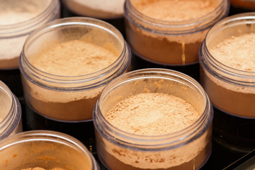 Different samples of foundation powder