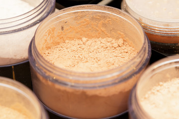 Different samples of foundation powder