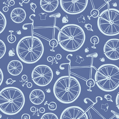 Fototapeta premium Seamless blue bicycles pattern.