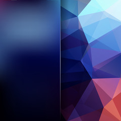 Obraz premium Geometric pattern, polygon triangles vector background in dark blue  tones. Blur background with glass. Illustration pattern