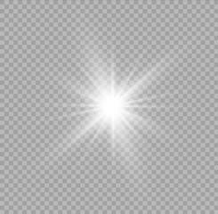 White sparks glitter special light effect. Vector sparkles on transparent background. Christmas abstract pattern. Sparkling magic dust particles.