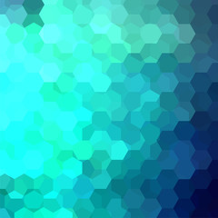 Fototapeta na wymiar Background made of green, blue hexagons. Square composition with geometric shapes. Eps 10