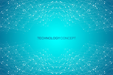 Geometric connected background lines and dots. Simple technology abstract graphic background design, vector illustration.