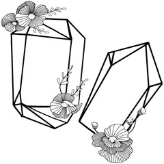  diamond rock jewelry mineral. Isolated illustration element. Geometric quartz polygon crystal stone mosaic shape amethyst gem.