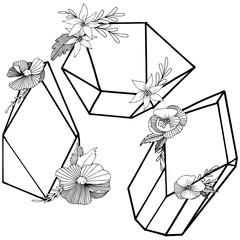  diamond rock jewelry mineral. Isolated illustration element. Geometric quartz polygon crystal stone mosaic shape amethyst gem.