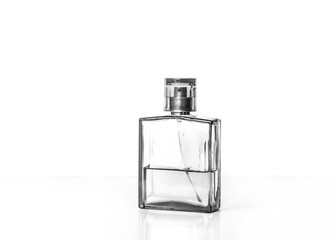 Perfume bottle isolated on white background, fragrance spray mockup