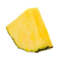 Fototapeta na wymiar Pineapple slice. Chunks of Pineapple isolated on white background, macro. Fresh Ananas tropical fruit