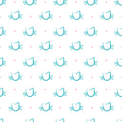 Hand Drawn Cats Vector Seamless Pattern