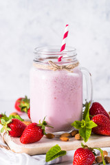 Strawberry milkshake or smoothie.