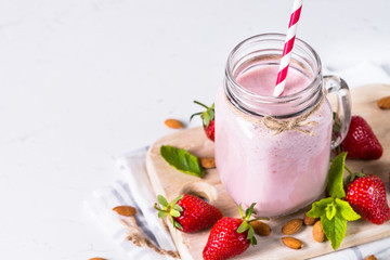 Strawberry milkshake or smoothie.