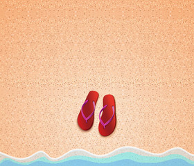 Naklejka premium Summer background. Step-ins on the beach seashore. Vector illustration