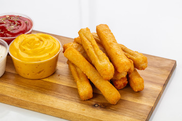 Chicken fingers with sauce