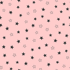 Cute girly seamless pattern with scattered stars. Endless girlish print.