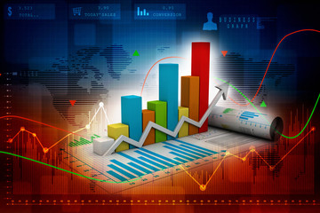 3d rendering Stock market online business concept. business Graph 