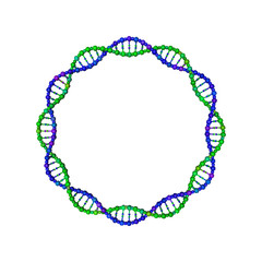 DNA strand in form of circle. Vector illustration. Pointillism style.
