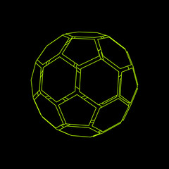 Fototapeta premium Abstract polygonal soccer ball. Isolated on black background. Vector outline.