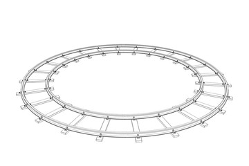 Round railway track. Isolated on white background. Vector illustration.