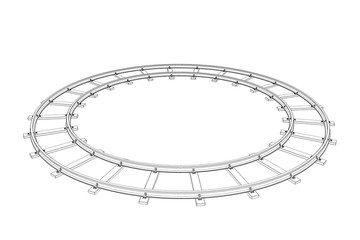 Round railway track. Isolated on white background. Vector illustration.
