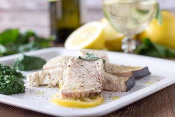 Swordfish with spinach