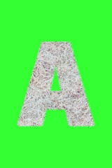 Fonts and Alphabet From Drygrass or Hay Isolate on Green. A.
