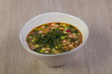 Russian cold soup Okroshka