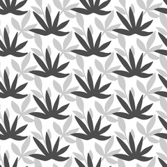 Tropical Leaves seamless pattern, modern hand drawn nature foliage