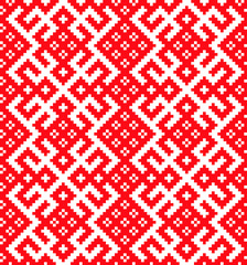 Seamless pattern based on traditional Russian and slavic ornament made by squares .