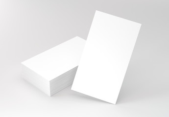 Vertical Business Cards on gray mockup. 3d rendering.