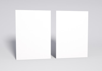 Blank 2 white Pages Mock up, 3d rendering. Soft shadow.