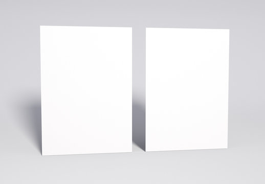 Blank 2 White Pages Mock Up, 3d Rendering. Soft Shadow.