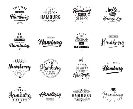 Greeting cards, vector design. Isolated logos. Typography set.