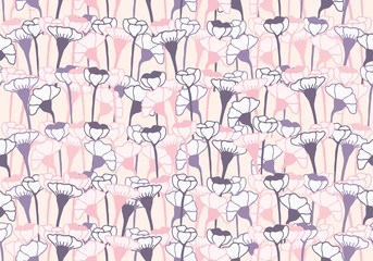 Floral Seamless Pattern,Hand drawing art background,Nature,flower,fields,poppies