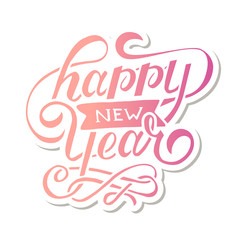Fototapeta premium Happy New Year Vector Gradient Phrase Lettering Calligraphy Sticker