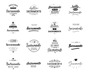 Greeting cards, vector design. Isolated logos. Typography set. © pavector