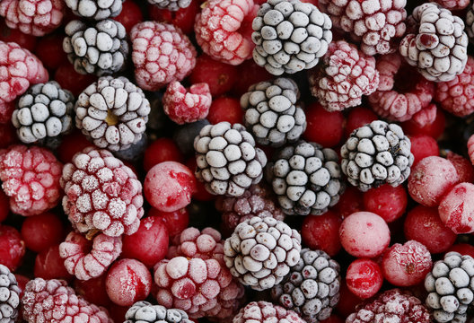 closeup of frozen berries 