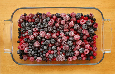 frozen berries in a glas bowl