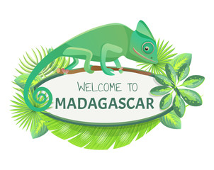 Welcome to Madagascar Banner Vector Illustration - obrazy, fototapety, plakaty