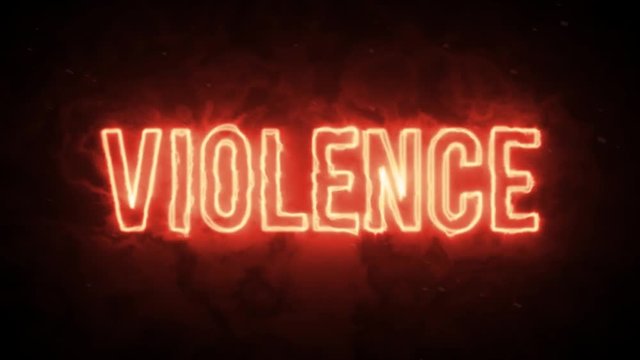 Violence hot fire text on black background