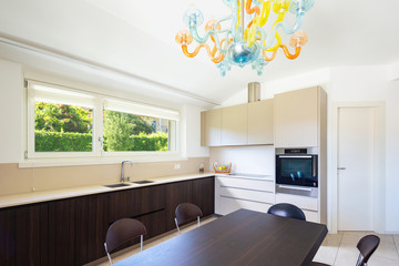 Modern kitchen with wood and view