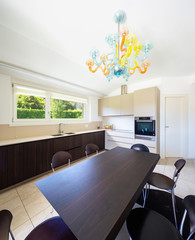 Modern kitchen with wood and view