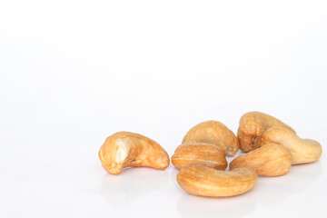 cashew nuts on white background