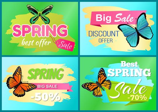 Spring Big Sale 50 Off Labels Set with Butterflies