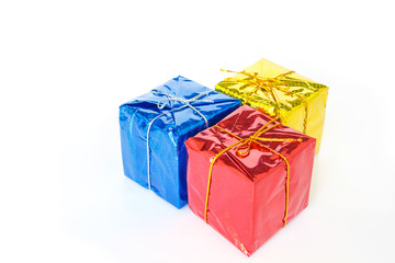 christmas ornaments gold decoration on white background