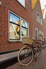 Fototapeta na wymiar bike near brick wall