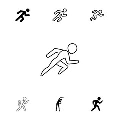 Collection of 7 marathon filled and outline icons