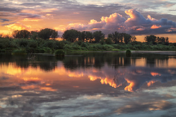 reflection of beautiful sunset in the river