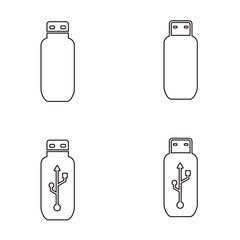 USB thin line icon set. Vector.