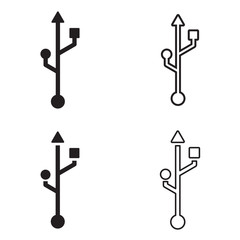 USB symbol icon set. Vector.