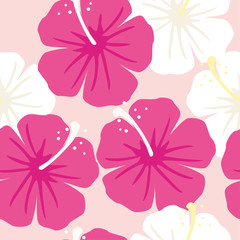Seamless pattern of hibiscus flowers - obrazy, fototapety, plakaty