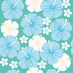 Seamless pattern of hibiscus flowers